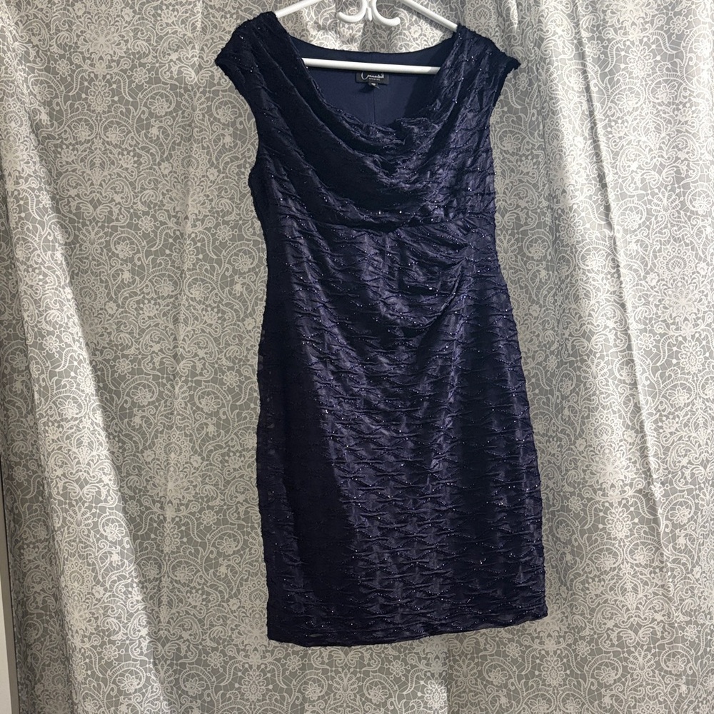 Connected Apparel Textured Navy Dress